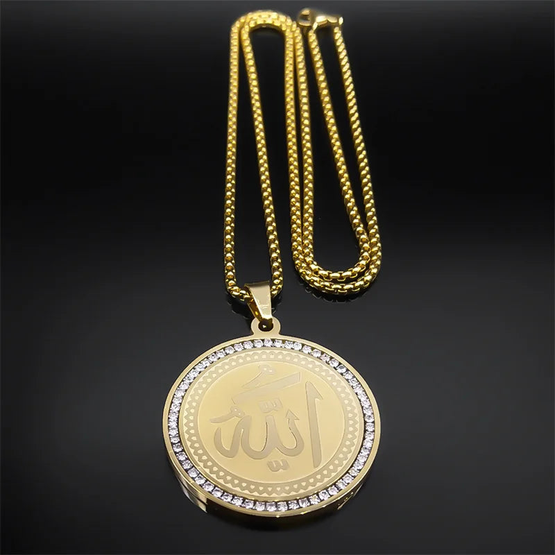 Collier avec pendentif amulette Allah arabe islam musulman or