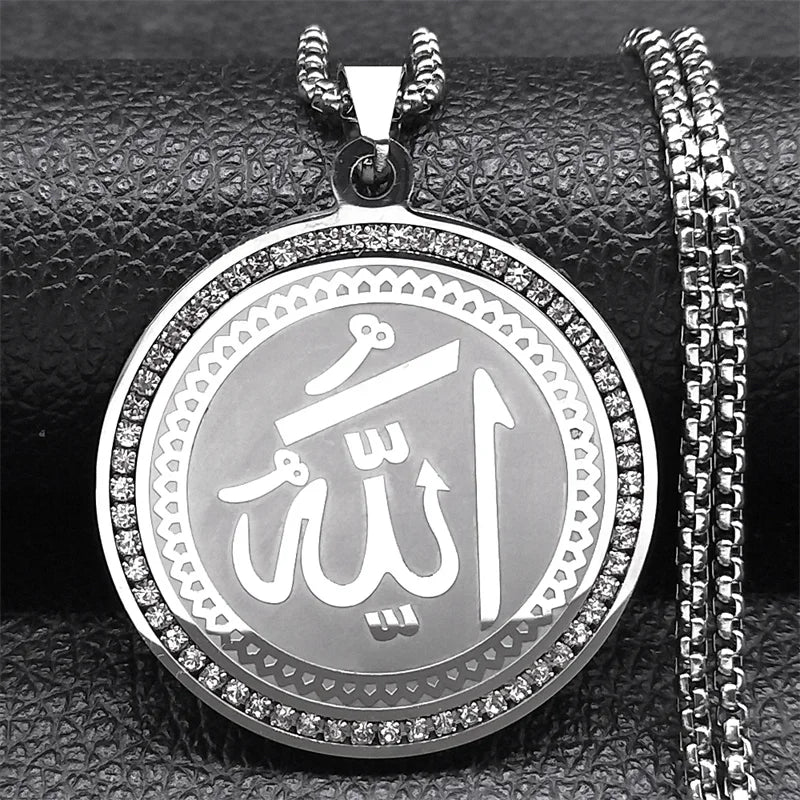 Collier avec pendentif amulette Allah arabe islam musulman argent