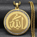 Collier avec pendentif amulette Allah arabe islam musulman or