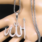 Collier avec pendentif Allah arabe islam musulman argent 50 cm