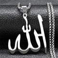 Collier avec pendentif Allah arabe islam musulman argent 50 cm