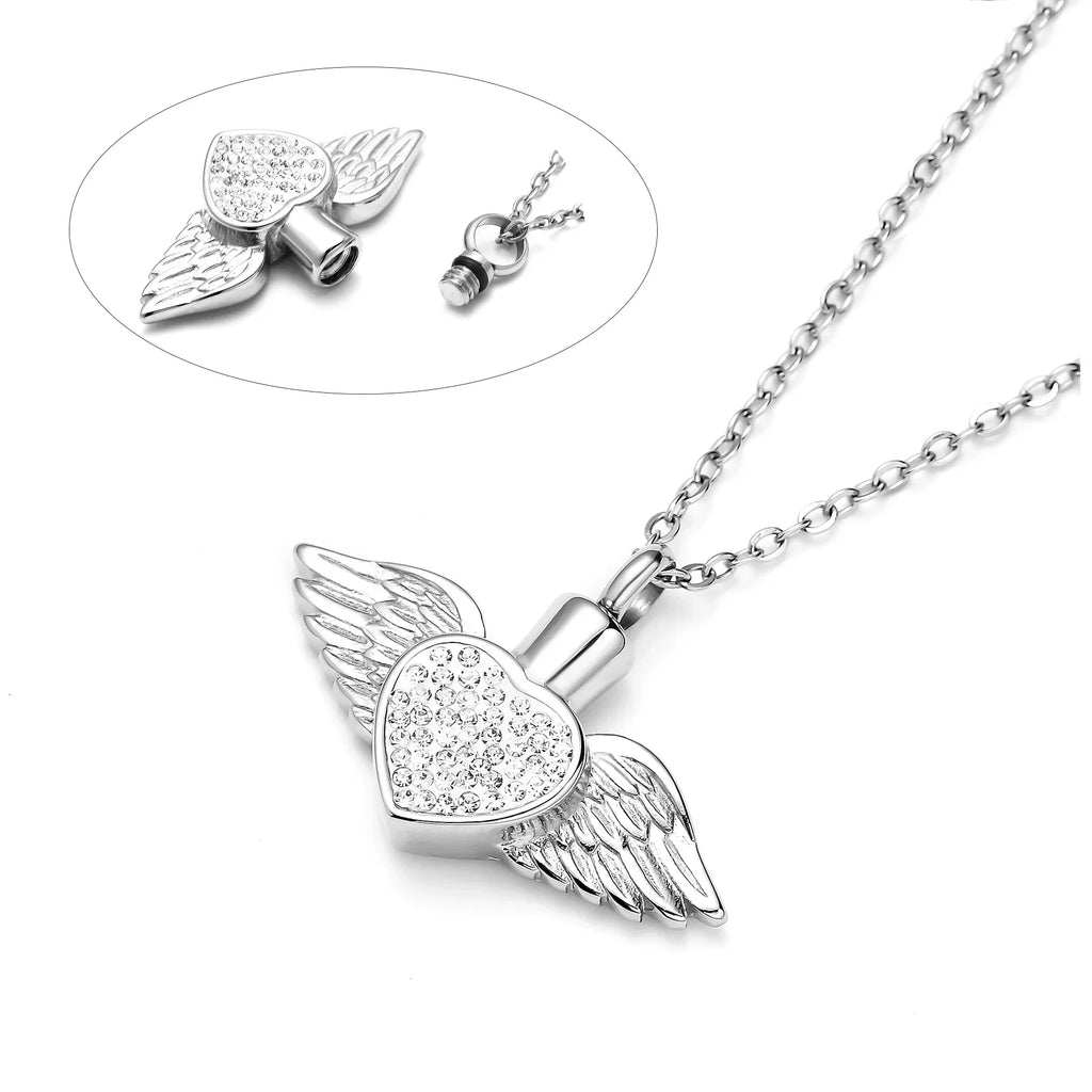 Collier d'urne avec pendentif ailes d'ange