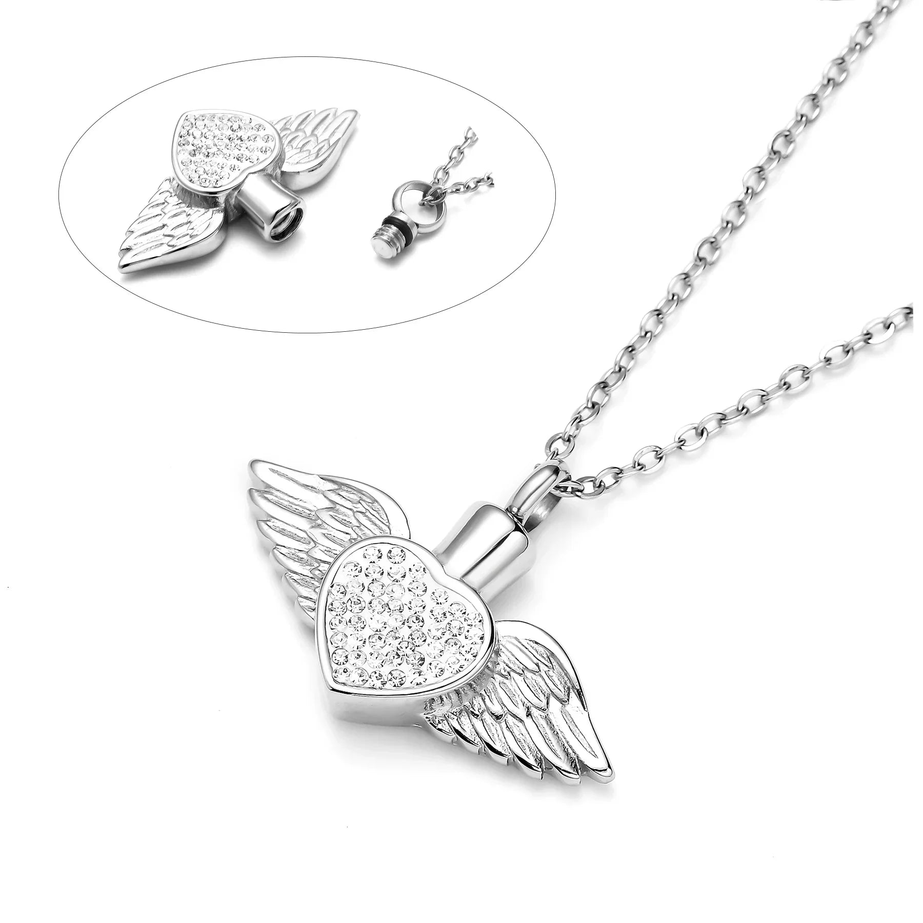 Collier d'urne avec pendentif ailes d'ange