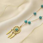 Necklace with Dreamcatcher Pendant and Turquoise Beads