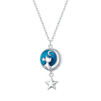 Necklace with Pendant with Moon and Cat Decoration