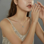 Necklace with Pendant with Moon and Cat Decoration