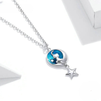 Necklace with Pendant with Moon and Cat Decoration