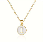 Necklace with white initial pendant - letter 