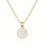 Necklace with white initial pendant - letter 