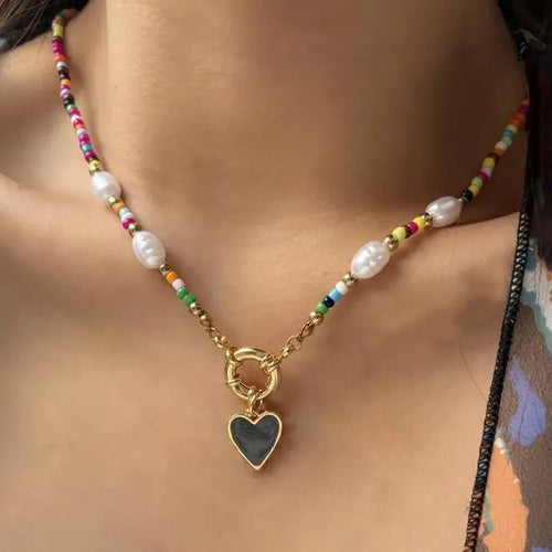 Collier avec Pendentif Bohême Romantique noir