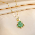 Necklace with Green Buddha Pendant