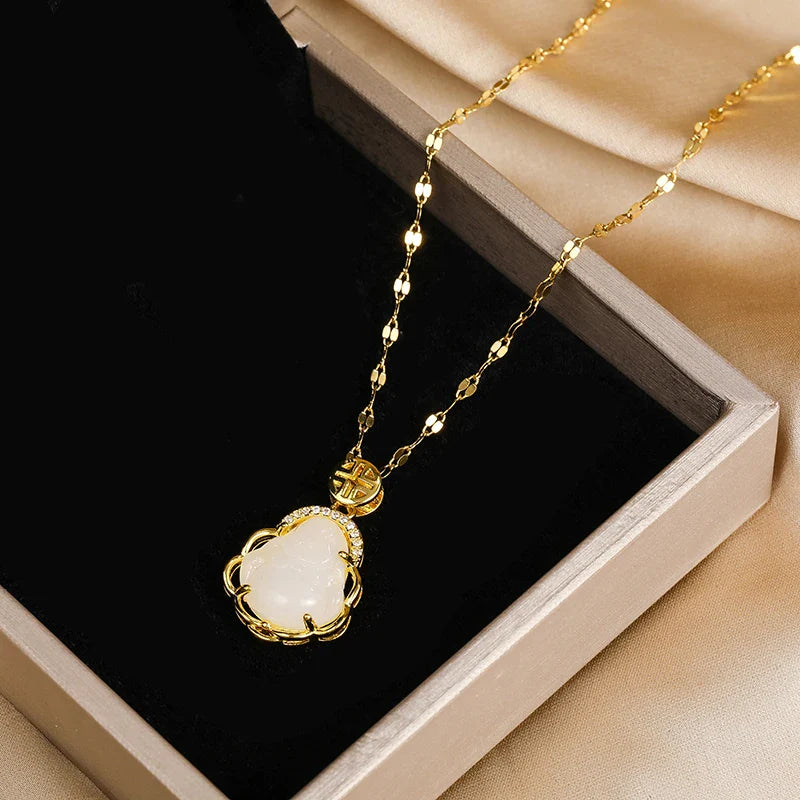 Necklace with White Buddha Pendant