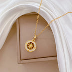 Necklace with Compass Pendant with Rose Zircon Compass