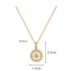 Necklace with Compass Pendant with Rose Zircon Compass