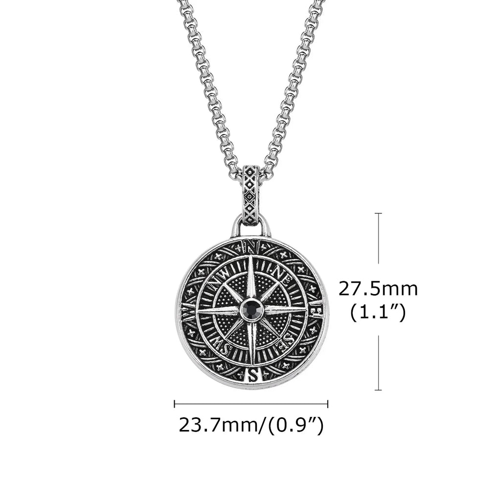 Necklace with Nautical Compass Rose Pendant