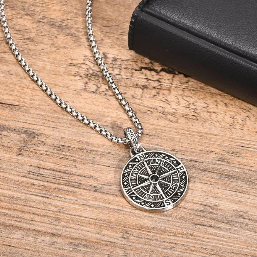 Necklace with Nautical Compass Rose Pendant