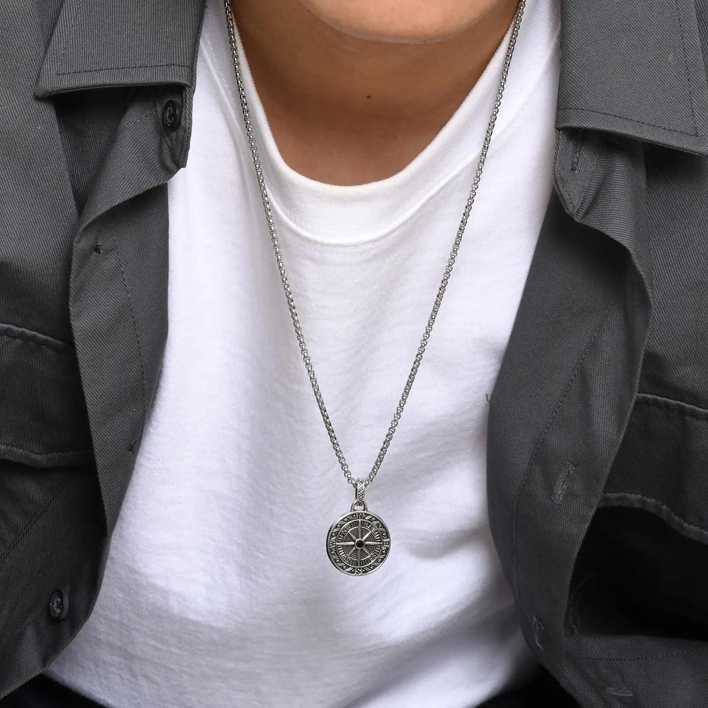 Necklace with Nautical Compass Rose Pendant