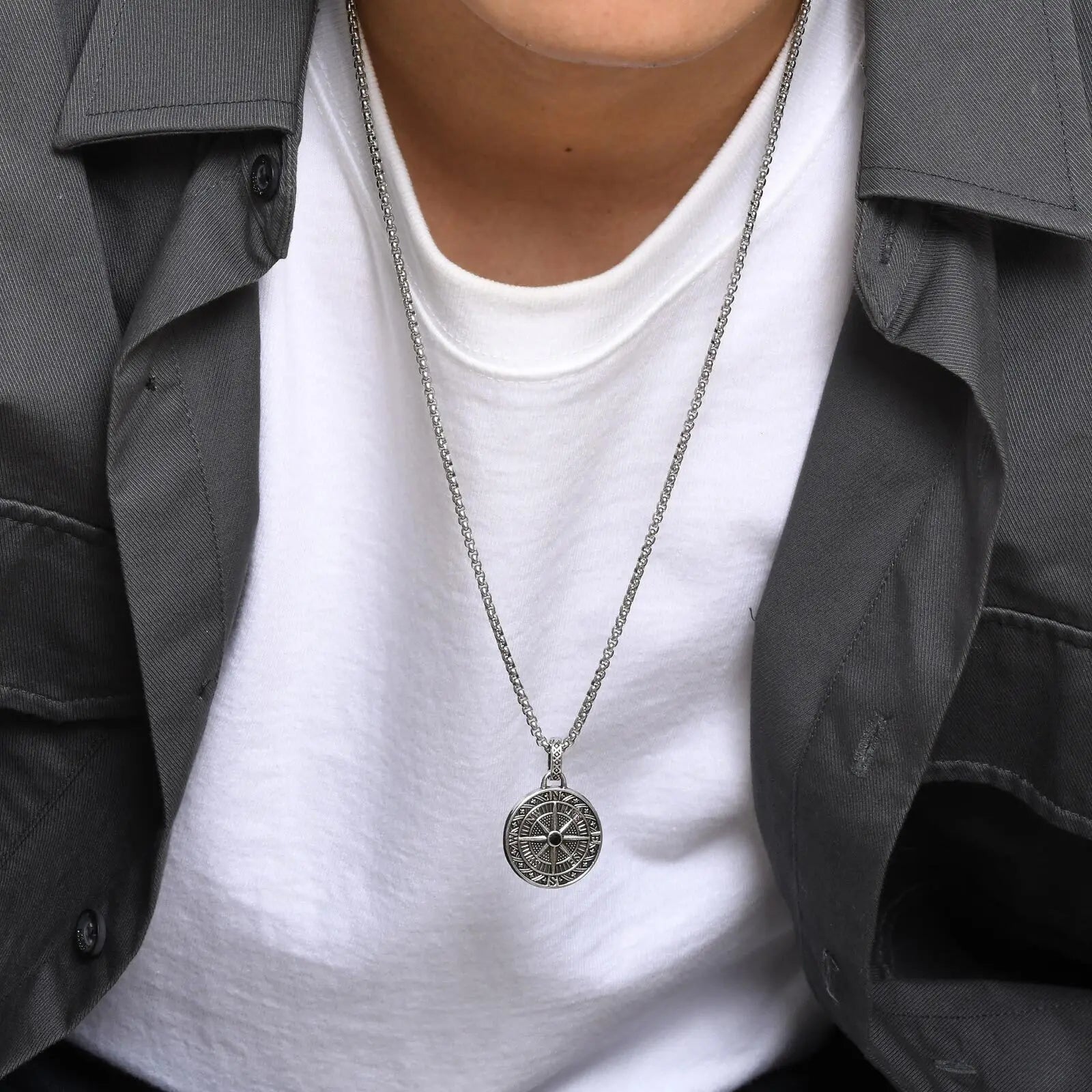 Necklace with Nautical Compass Rose Pendant