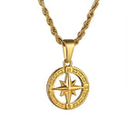 Necklace with Gold Compass Rose Pendant