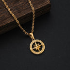 Necklace with Gold Compass Rose Pendant