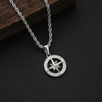 Necklace with Silver Compass Rose Pendant