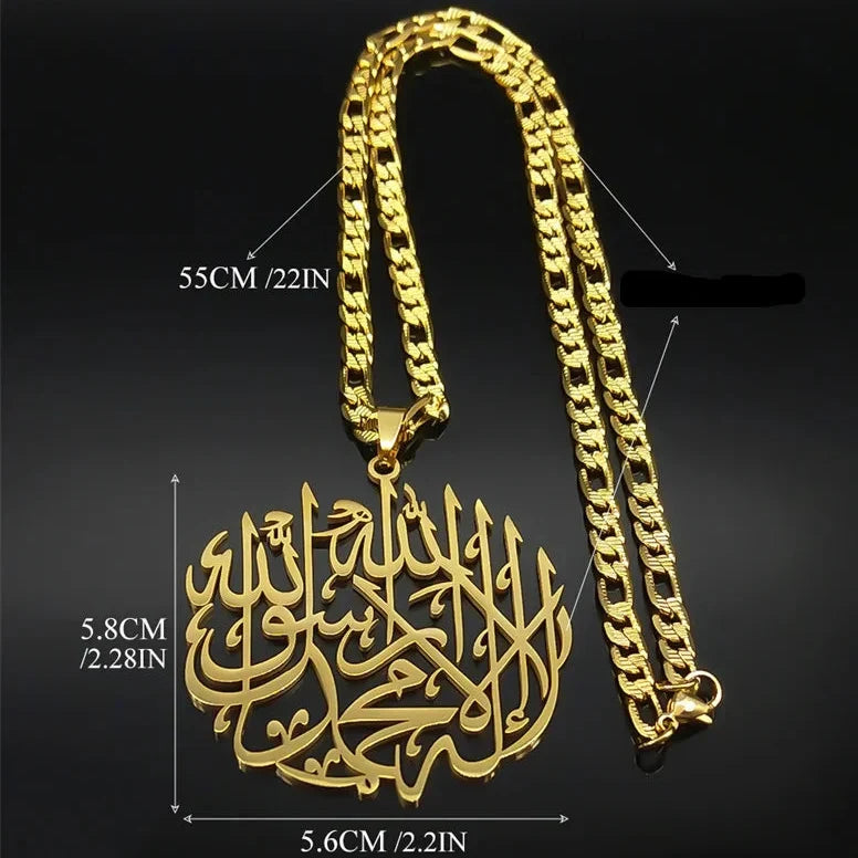 Collier avec pendentif calligraphique Ayatul Kursi arabe