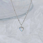 Necklace with Moonstone Fertility Heart Pendant Chain with Beads