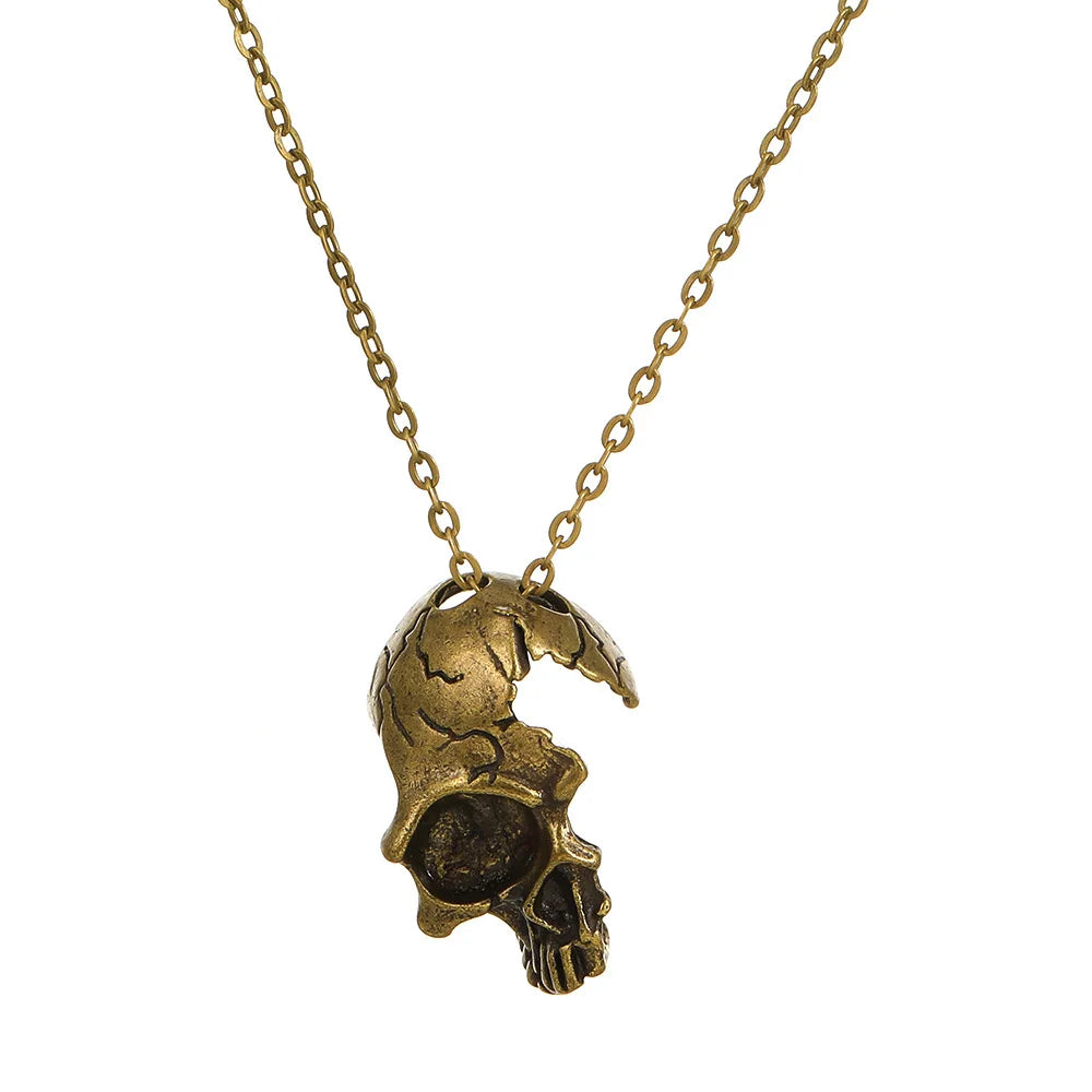 Necklace with Bronze Skull Pendant