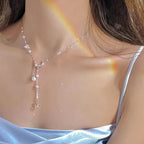 Necklace with Crescent Moon Pendant and Pearls