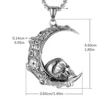 Necklace with Crescent Moon Pendant and Skull