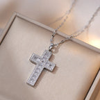 Necklace with Christian Cross Pendant in Zircon B