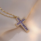 Necklace with Christian Cross Pendant in Zircon C