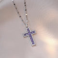 Necklace with Christian Cross Pendant in Zircon D