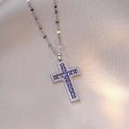Necklace with Christian Cross Pendant in Zircon D