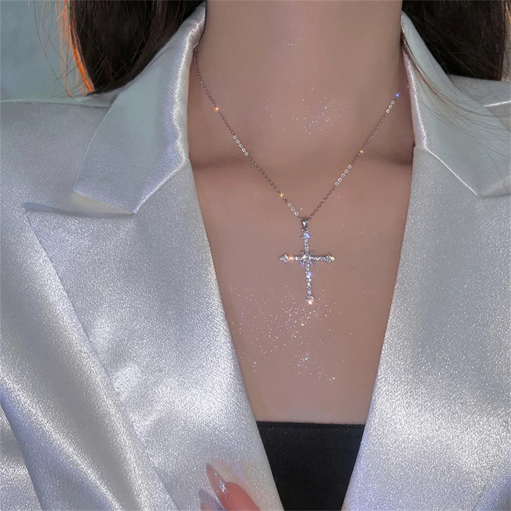 Necklace with Zircon Cross Pendant