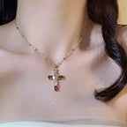 Necklace with Zircon Cross Pendant for Women