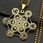 Necklace with Gold Metatron's Cube Pendant