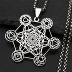 Necklace with Silver Metatron's Cube Pendant