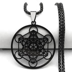 Necklace with Black Metatron's Cube Pendant