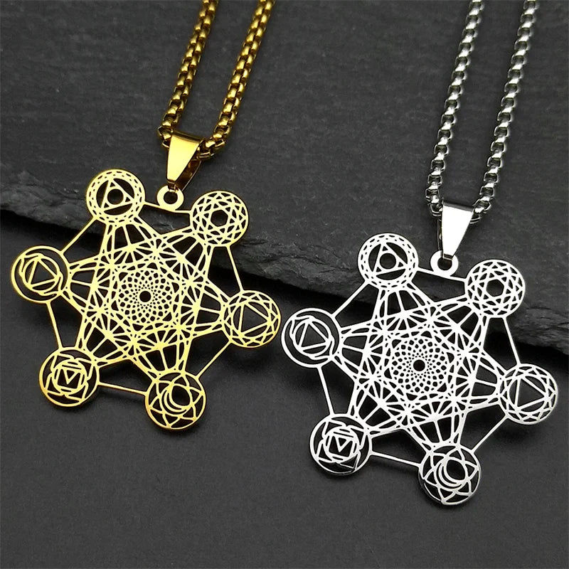 Necklace with Gold Metatron's Cube Pendant