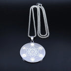 Necklace with Metatron's Cube Pendant for Men or Women silver