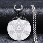 Necklace with Metatron's Cube Pendant for Men or Women silver