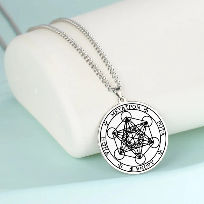 Collier avec Pendentif Cube Métatron argent