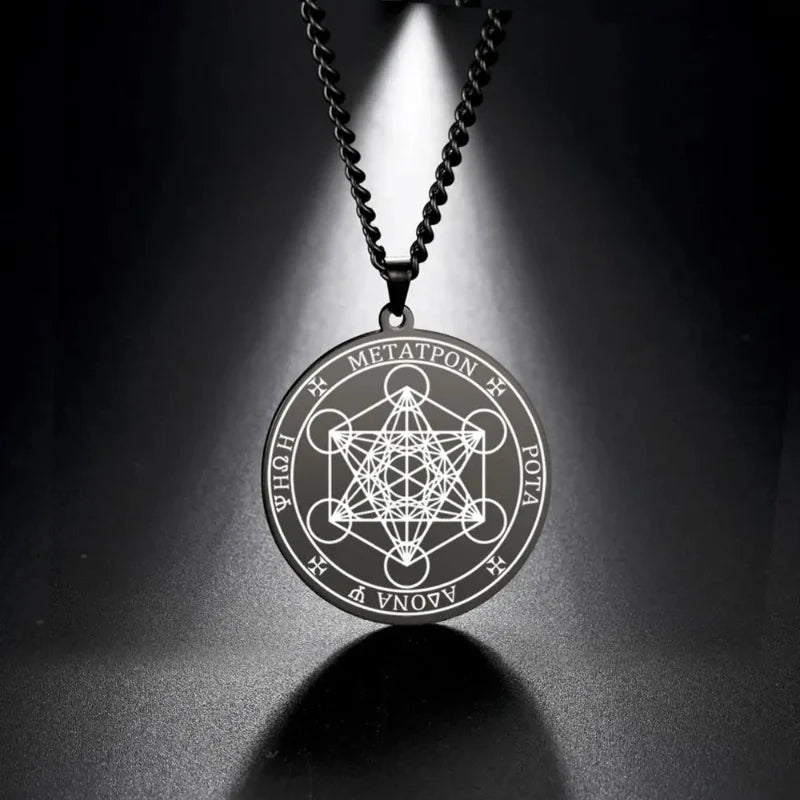 Necklace with Black Metatron Cube Pendant
