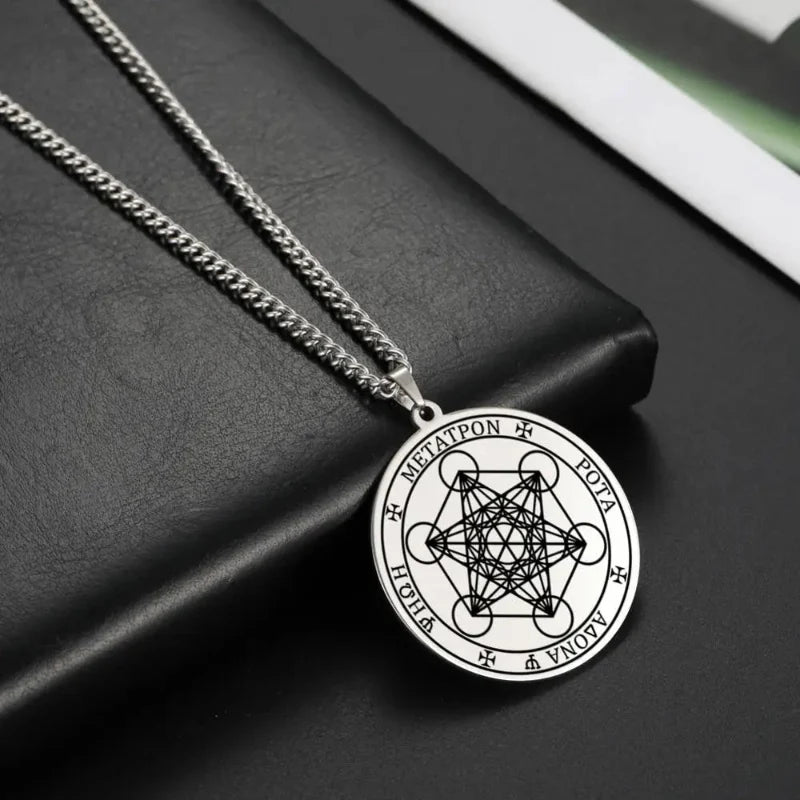 Necklace with Silver Metatron Cube Pendant