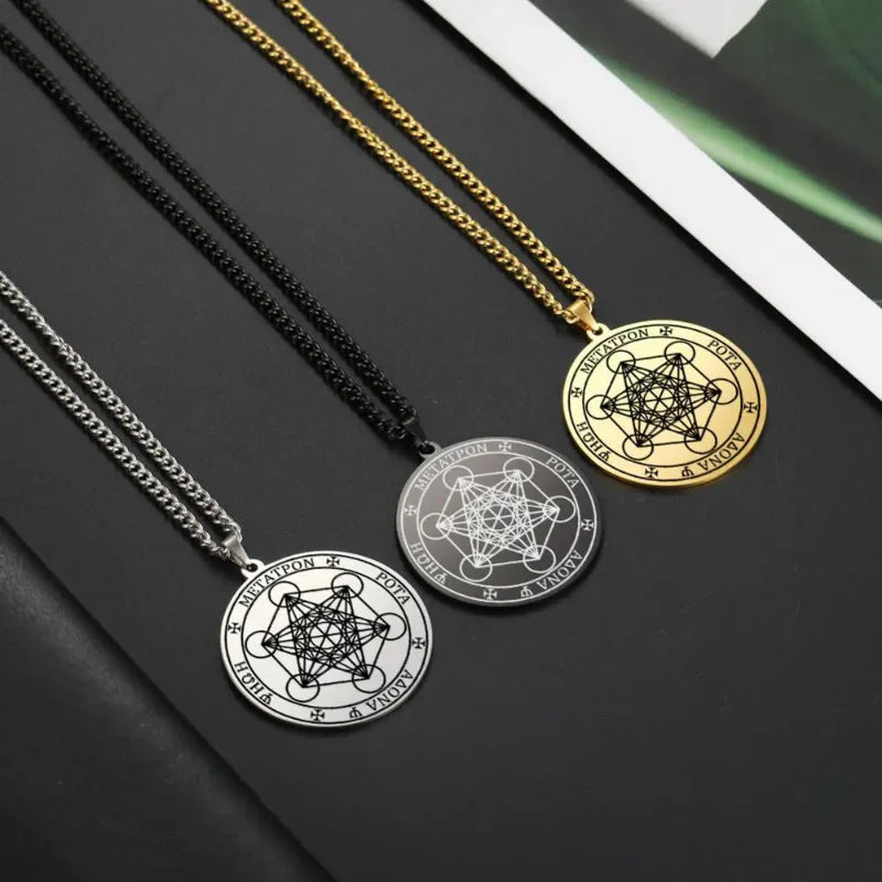 Necklace with Gold Metatron Cube Pendant