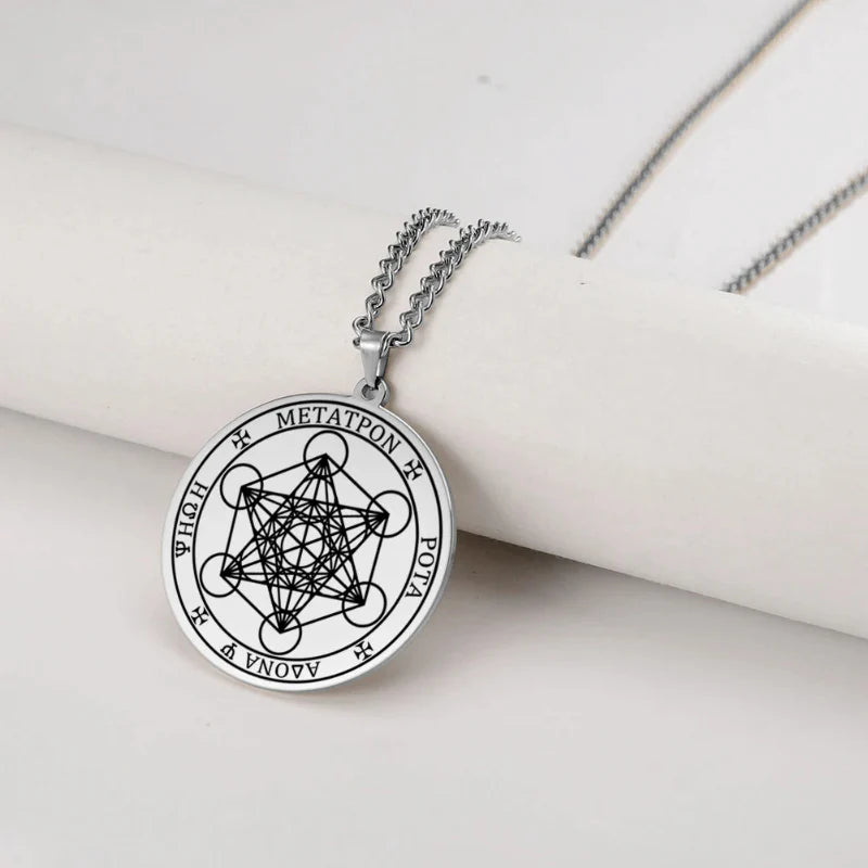 Necklace with Silver Metatron Cube Pendant