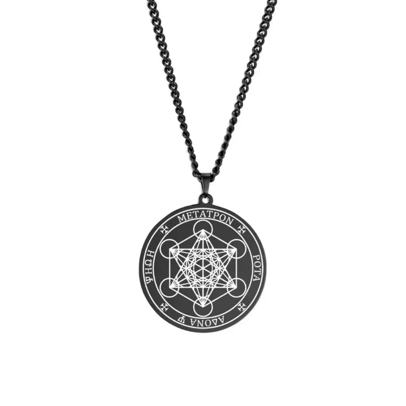 Necklace with Black Metatron Cube Pendant