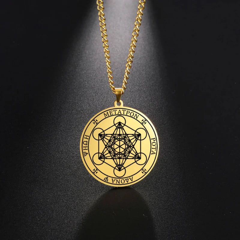 Necklace with Gold Metatron Cube Pendant