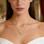 Collier avec pendentif de l'étoile de David en strass symbole juif or